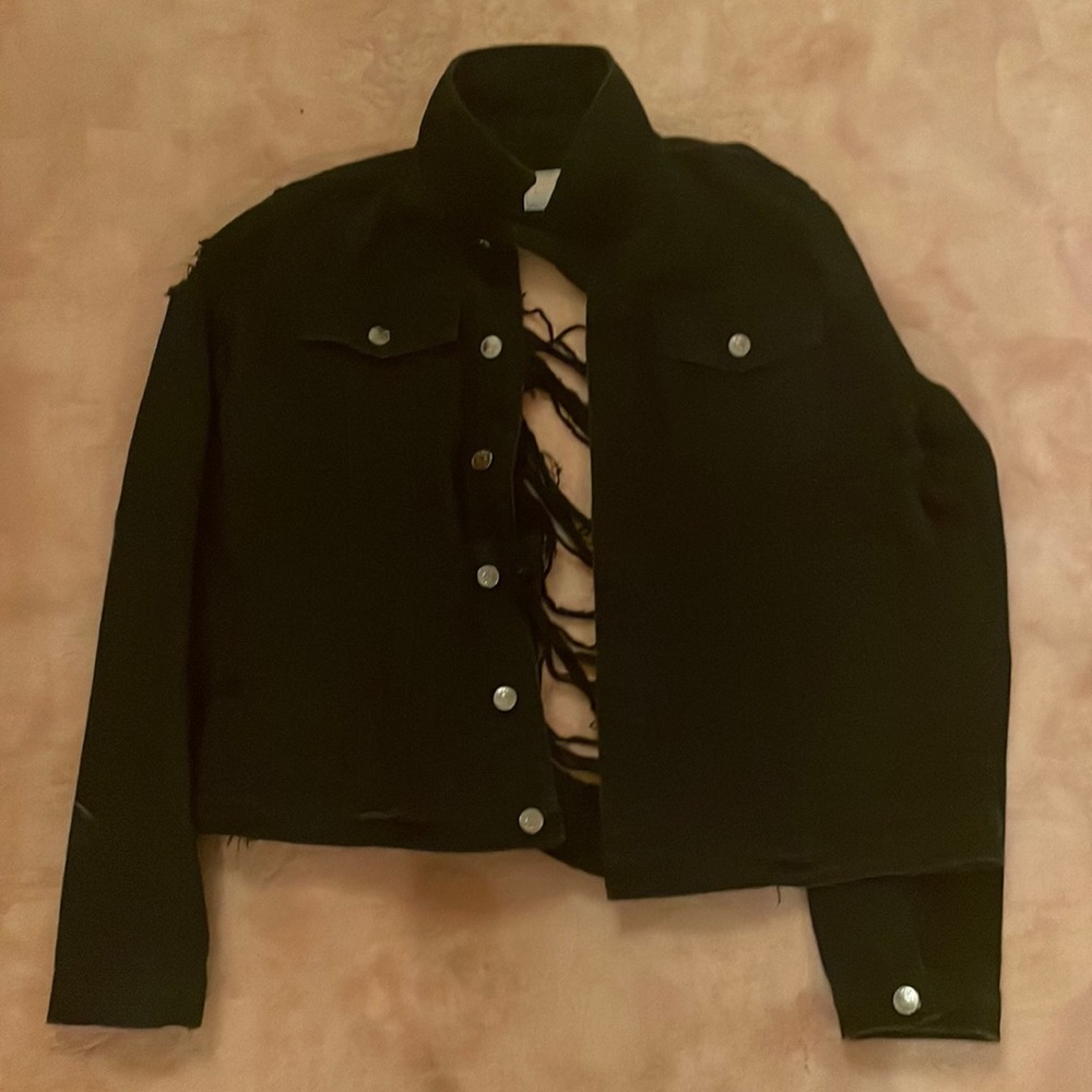 Black denim jacket- size 2x